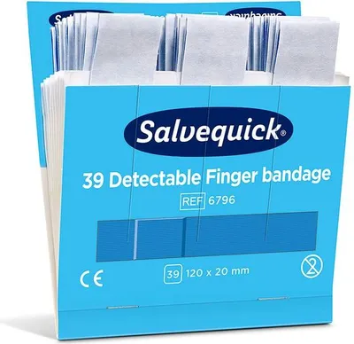 Produktbild von 60 6 Set "Cederroth" Salvequick Detectable Pflaster (39 Stück) blau "Finger Bandage"