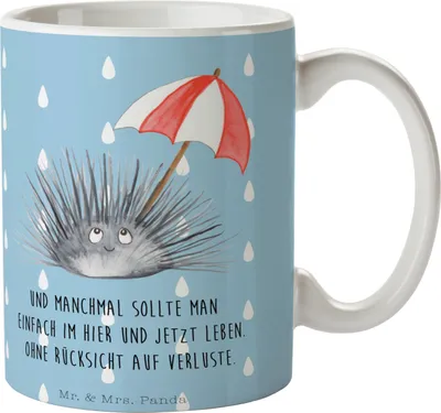 Produktbild von Mr. & Mrs. Panda Tasse Seeigel - Blau Pastell - Geschenk, Lebe, Kaffeetasse, Leben, Kaffeebecher, Selbstakzeptanz, Urlaub, Selbstliebe, Becher, Achtsamkeit, Pott, schöne