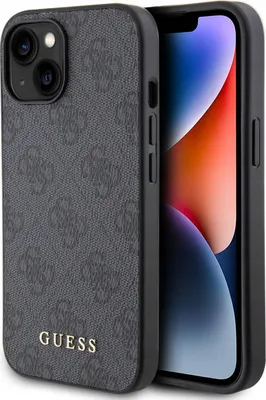 Produktbild von Guess 4G Metal Gold Logo Hülle Für Iphone 15 - Grau
