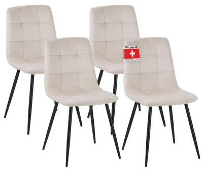 Produktbild von Albatros Esszimmerstühle 4er Set BORA Beige - Komfortabler Polsterstuhl für Modernes und Stilvolles Design am Esstisch - Küchenstuhl oder Stuhl Esszimmer mit hoher Belastbarkeit bis 110kg