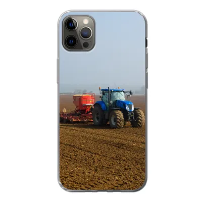Produktbild von MuchoWow® Handyhülle Schutzhülle Hülle für iPhone 13 Pro Max Traktor - Blau - Nebel Silikon Softcase Handy Hülle - Mobiltelefon