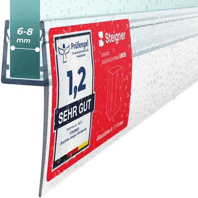 Immagine prodotto di STEIGNER Guarnizione doccia 190 cm UK05 (1 pz.) - Guarnizione verticale per doccia angolare o pentagonale con porta 6-8 mm - Colore: trasparente - Perfetta aderenza, Finitura estetica, Impermeabile