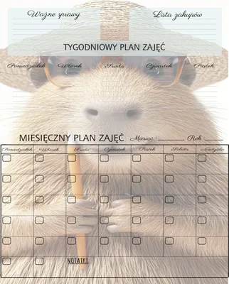 Image de Tableau MAGNETIQUE pour enfants Kapybara Planificateur de réfrigérateur + CALENDRIER STYLIQUE