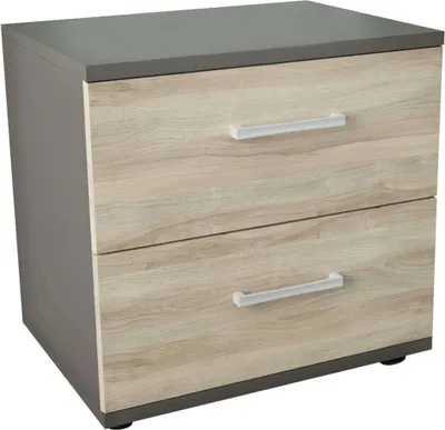 Immagine prodotto di Milani Home - comodino moderno 2 cassetti, olmo e grigio scuro, 45 x 35 x 44 cm