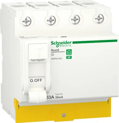 Image de Resi9 - interrupteur différentiel - 4P - 63A - 30mA - Type AC - peignable - SCHNEIDER ELECTRIC - R9PRC463