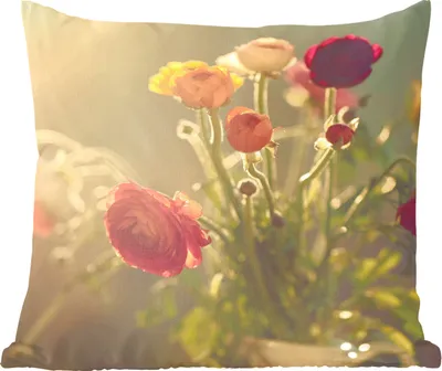 Produktbild von MuchoWow® Zierkissen Sofakissen Wohnzimmer Dekokissen 60x60 cm Blumenstrauß aus bunten Butterblumen - Sitzfläche - Foto Polster