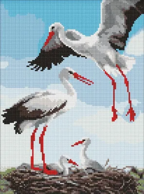 Produktbild von Diamantmosaik Familie der Störche 30 x 40 cm