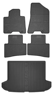 Zdjęcie produktu dla Dywaniki gumowe + mata bagażnika do Hyundai Tucson III 2015-2020 (SUV, górny poziom podłogi) – czarne, dopasowane – Wielganizator SolidPRO