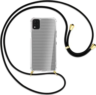 Produktbild von Handykette Backcover-Schutzhülle mit Band (Metall goldfarben) für LG K42 LM-K420 - schwarz