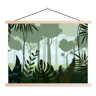 Produktbild von MuchoWow® Textilposter Dschungel - Pflanzen - Tropisch - Junge - Mädchen - Kinder 40x30 cm mit holzfarbenen Rahmen - Bilder