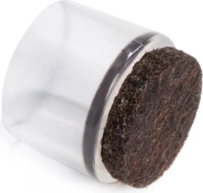 Produktbild von Adsamm® | Adsamm® / 16 x Stuhlbeinkappen mit Filz / Ø 25 mm / für runde Rohre Ø 24 - 25 mm / Transparent / rund / Filz-Möbelgleiter für Stahlrohrstühle