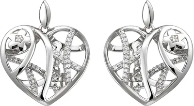 Produktbild von Ohrhänger Herzen mit Blumen aus 925 Silber mit 70 Zirkonia Ohrringe Ohrschmuck