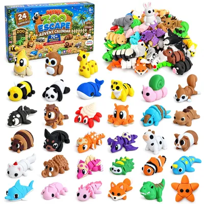 3D-gedruckter Tier-Adventskalender 2026, bunt