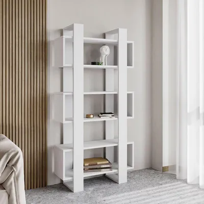Produktbild von Skye Decor, Hochwertiges Bücherregal, Weiß, 80 x 160 x 28,6 cm | 100% melaminbeschichtete Spanplatte, Stärke: 18 mm | Modernes Design für stilvolle Wohn- und Arbeitsräume.