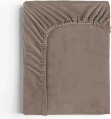 Produktbild von Sleeptime Velvet Spannbettuch Taupe 180 x 200 cm