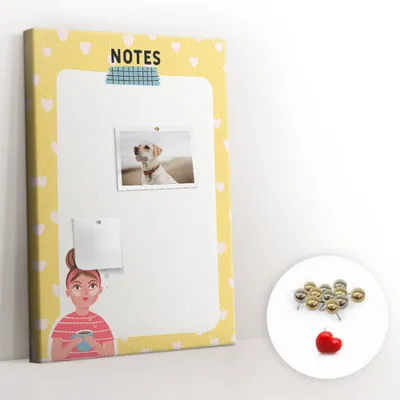 Obrázok produktu pre Korková tabuľa Tabuľa na poznámky Tabuľa na špendlíky - učebná pomôcka 40x60 cm - 100ks kovových kolíkov - Tabuľa s poznámkami
