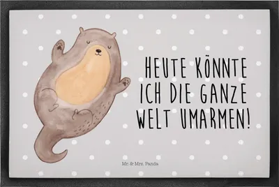 Produktbild von Mr. & Mrs. Panda Fussmatte Otter Umarmen 40 x 60 cm - Grau Pastell - Geschenk, fußmatte, Sauberlaufmatte, glücklich, Seeotter See, Schmutzmatte, Hallo, gut Gelaunt
