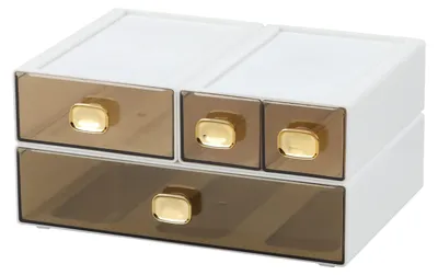 Schreibtisch-Organizer, 4 Schubladen, Kunststoff, Weiß