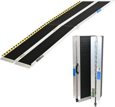 Produktbild von TRUTZHOLM Rollstuhlrampe 213 cm Traglast 272 kg Alu 2-fach klappbar Friktionsbeschichtet Kofferrampe