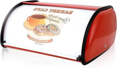 Produktbild von Famanu Brotkasten Retro Roll Top - Rote Edelstahl Brotdose, 36 x 24,5 x 16 cm