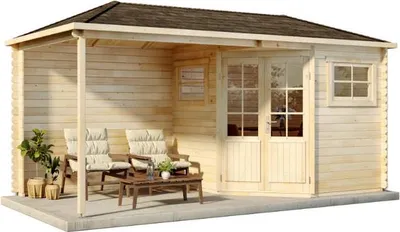 Produktbild von Alpholz 5-Eck Holz-Gartenhaus Franz 510x260cm Imprägn. Pinie 28mm Wandstärke