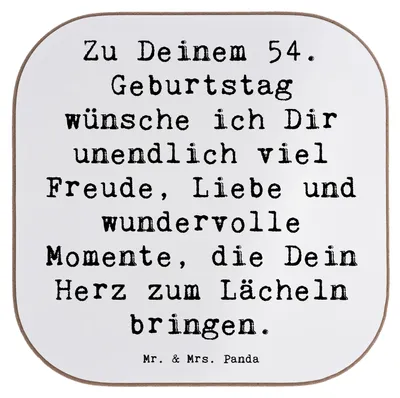 Produktbild von Mr. & Mrs. Panda Untersetzer Tasse Spruch 54. Geburtstag Freude - Weiß - Geschenk, Coaster, Gläser, Happy Birthday, Alter, wünschen, gläseruntersetzer, Glückwünsche