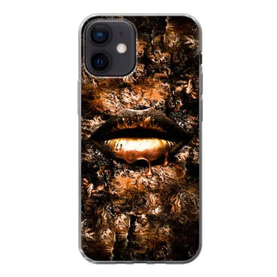 Produktbild von MuchoWow® Handyhülle Schutzhülle Hülle für iPhone 12 Frau - Lippen - Kupfer Silikon Softcase Handy Hülle - Schutzhülle