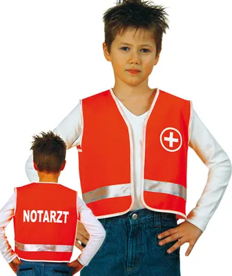Produktbild von Kinder Spielweste Weste Notarzt Orange Gr. 116 Karneval Fasching Party