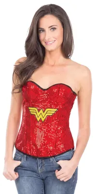 Produktbild von Wonder Woman Pailletten Corsage für Mottoparty Größe: M