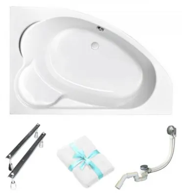 Produktbild von Aqua For You | Cersanit Badewanne Kaliope - 170x110 Cm - Asymmetrisch - Mit Siphon Und Füßen - Trapezform - Acryl - Rechts Seite