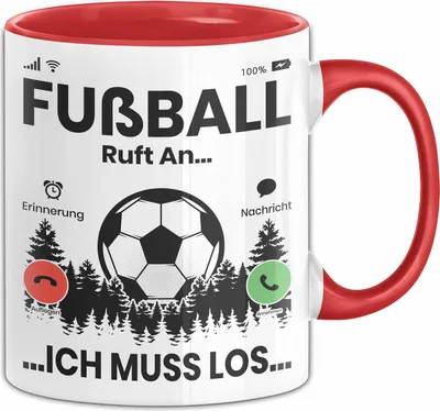Produktbild von Fussballer Tasse Geschenk Fussballspieler Geschenkidee Fußball Ruft An Kaffee-Becher (Rot)