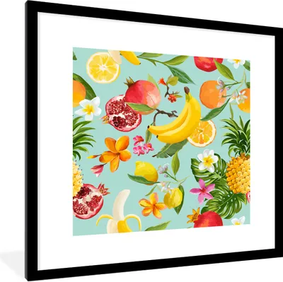 Produktbild von MuchoWow® Gerahmtes Poster Obst - Tropisch - Grün 40x40 cm - Poster mit Schwarzem Bilderrahmen Wandposter Rahmen Foto Bilder - Poster - Plakat im Rahmen