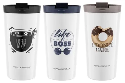 Produktbild von Thermobecher Aus Edelstahl 360Ml, 3 Designs Im Mix
