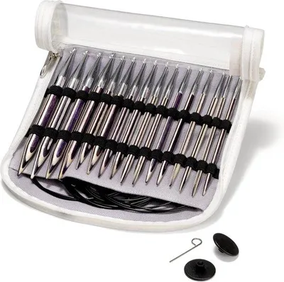 Produktbild von Rundstricknadeln Set in Lila mit Streifen, Größenbereich 4,0 bis 10,0 mm