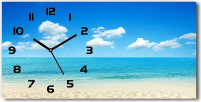 Produktbild von Wanduhr aus Glas – 60x30 cm - Glasbild - Glasuhr - Gehärtetes Glas - schwarze-zeiger - Paradies-Strand