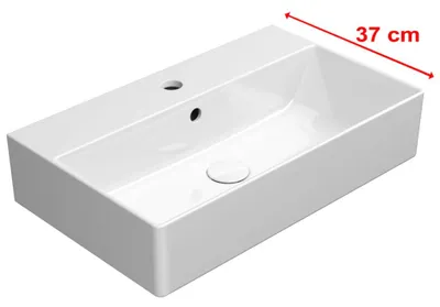 Zdjęcie produktu dla Sapho GSI Kube X - Umywalka 600x370 mm, z przelewem, z otworem na baterię, ExtraGlaze, biała 9454111