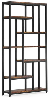 Obrázek produktu pro 7patrová knihovna HOGA-U0020X, 200 x 100 x 30 cm, černo/hnědá