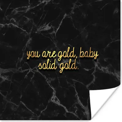 Produktbild von MuchoWow® Poster Zitate - Gold - Marmor - Schwarz 50x50 cm - Wohnzimmerdekoration