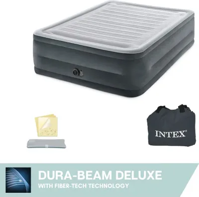 Imagen del producto de Colchón inflable Intex DuraBeam Comfort-Plush, de doble altura, tamaño Queen, rectangular, con bomba de aire integrada