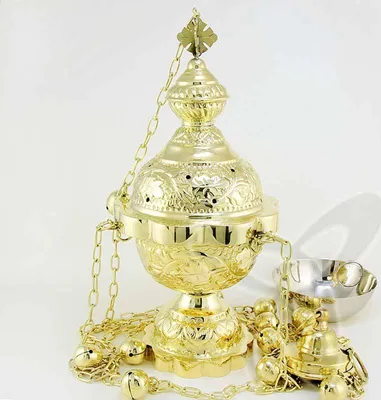 Produktbild von 2790 Rauchfass Weihrauchfass mit Kette Und Glöckchen Messing Handarbeit Räucher