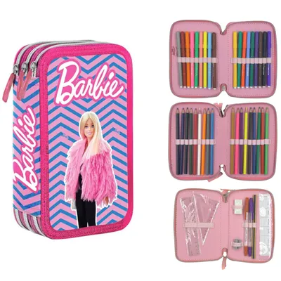 Produktbild von Barbie Giotto Federmäppchen mit drei Fächern und Zubehör für Mädchen