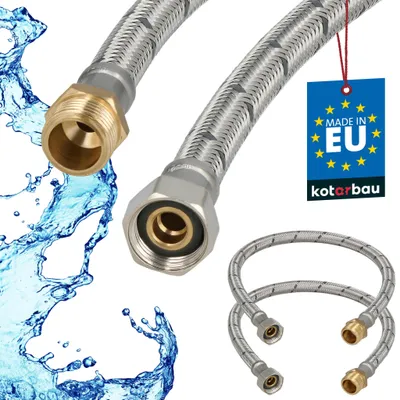 Zdjęcie produktu dla KOTARBAU® 2 szt. Przyłącze Elastyczne 3/8”x3/8” Wężyk do Baterii Armatury 50 cm Nakrętno Wkrętne Wężyk Przyłączeniowy Oplot Stal Nierdzewna