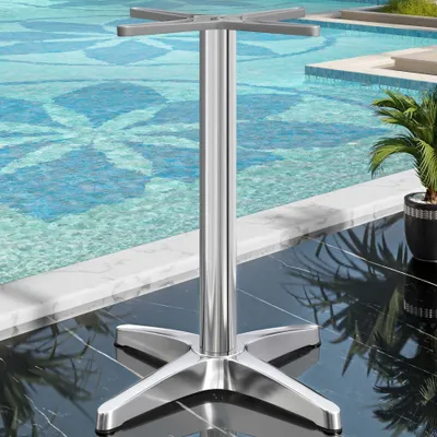 Produktbild von BARCELONA | Bistro Stehtischgestell | Alu | 4 Fuß: Ø 58 cm | Säule: 6 x 109 cm | Stehtischgestell Outdoor, Tischgestell Aluminium, Gastro Stehtischgestell