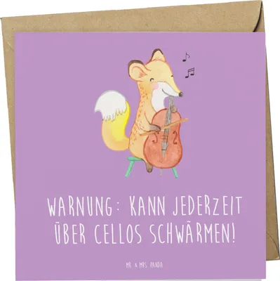 Produktbild von Mr. & Mrs. Panda Grußkarte Cello Schwärmerei - Lavendeltraum - Geschenk, Musikinstrument, Musiker, Orchester, doppelkarte, Lernen, Streichinstrument, Musik, anlasskarte