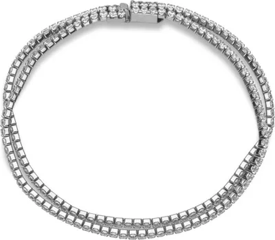 Produktbild von Zweireihiges Edelstahl-Armband silber Zirkonia B5208