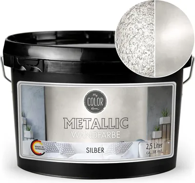 Produktbild von Viva Decor My Color Room Metallic Wandfarbe Silber 2,5 l, Effektfarbe für Wände & Decken innen, wasserbasiert, hochdeckend & abriebfest