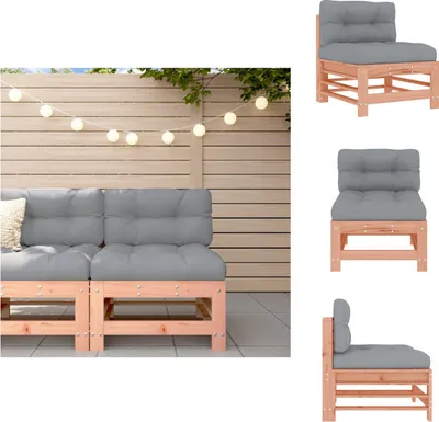 Produktbild von vidaXL Mittelsofa mit Kissen Massivholz Douglasie -  Gartensofaelemente