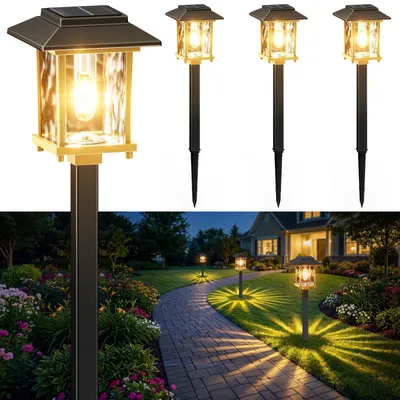 Obrázek produktu pro Venkovní solární lampy, 4 kusy, teplé světlo, vodotěsné (IP65), automatické zapínání/vypínání
