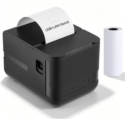 Obrázok produktu pre Termálne tlačiarne 80 mm - Pokladničné tlačiarne - Automatický rezák - USB a LAN pripojenie - Vhodné do kuchyne reštaurácie a na pokladne - S kotúčom pokladničnej pásky 38 + 6 metrov - Čierna
