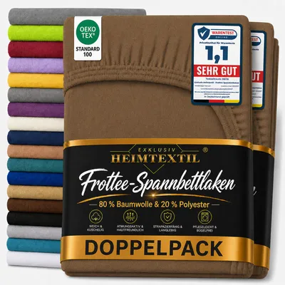 Produktbild von Doppelpack Frottee Spannbettlaken 140 - 160 x 200 cm Schokobraun
